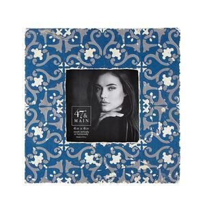 Painted Cement Handcrafted vintage look Photo Frame Picture Holder 4x4 photo